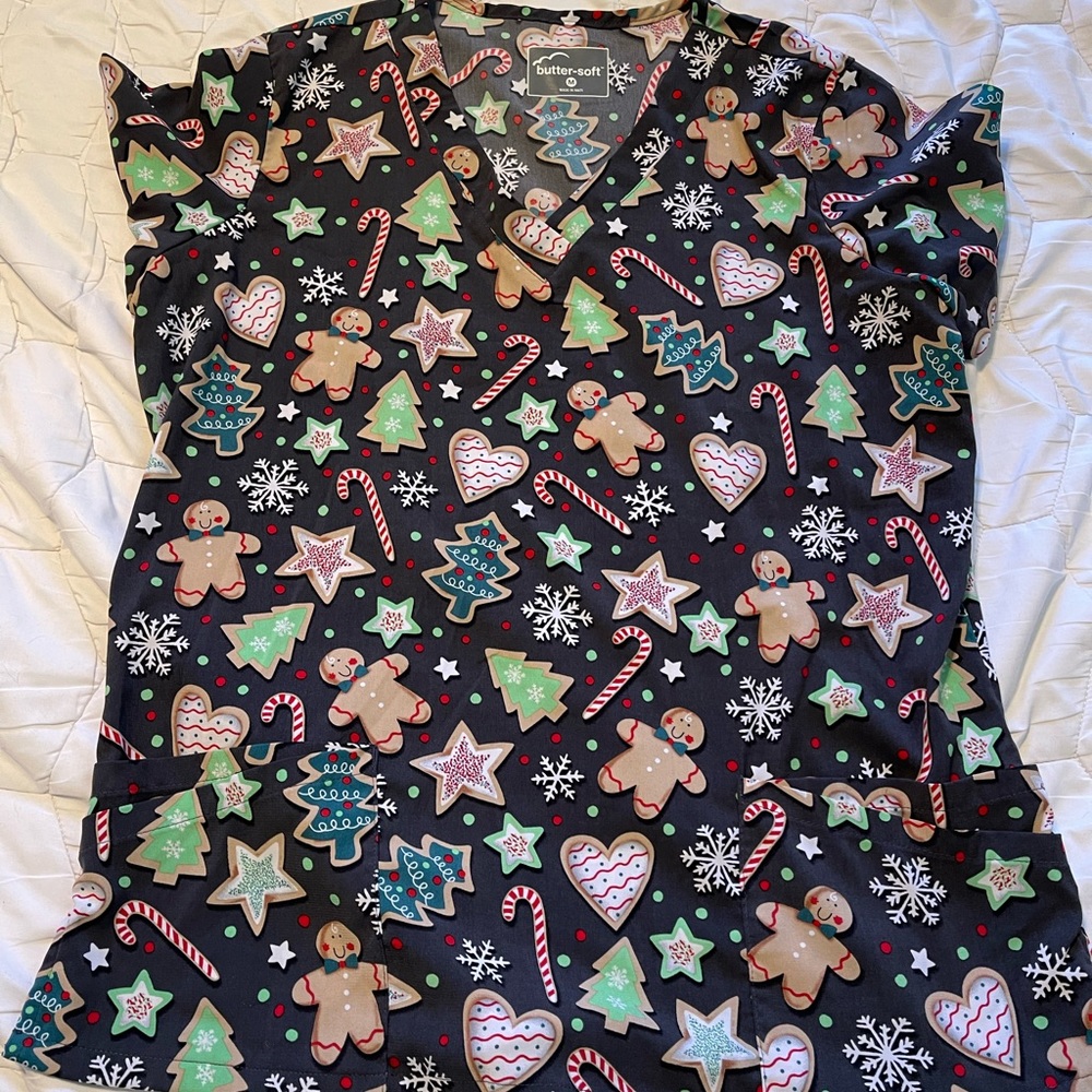 Christmas scrub top